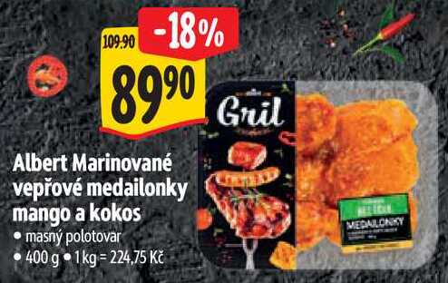 Albert Marinované vepřové medailonky mango a kokos, 400 g  