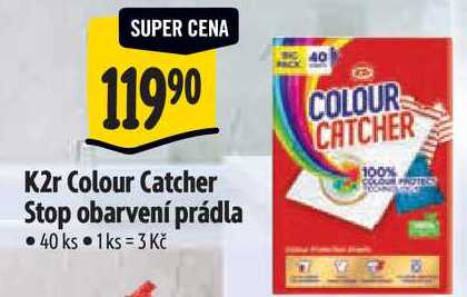 K2r Colour Catcher Stop obarvení prádla, 40 ks 