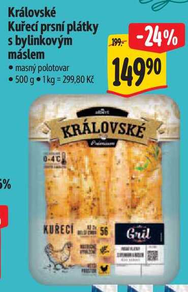 Královské Kuřecí prsní plátky s bylinkovým máslem, 500 g