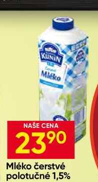 Kunín Mléko čerstvé polotučné 1,5% 1l