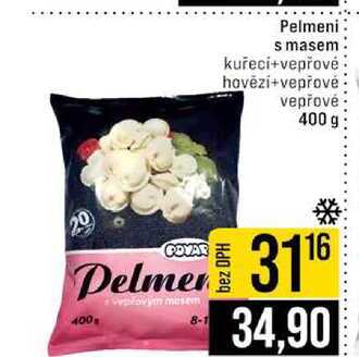 Pelmeni s masem kuřecí+vepřové hovězí+vepřové vepřové 400 g