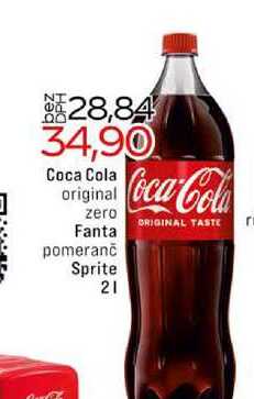 Coca Cola original zero Fanta pomeranč Sprite 2l