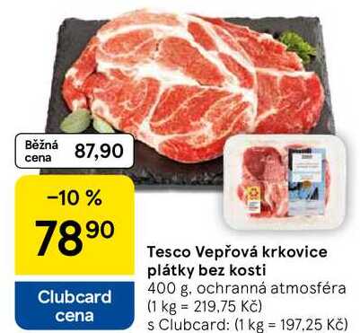 Tesco Vepřová krkovice plátky bez kosti, 400 g