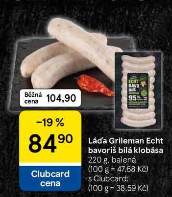 Láda Grileman Echt bavoriš bílá klobása, 220 g, balená