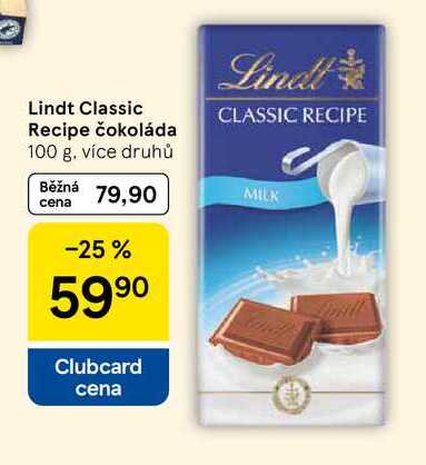 Lindt Classic Recipe čokoláda, 100 g 