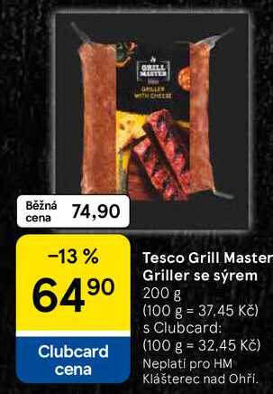Tesco Grill Master Griller se sýrem, 200 g
