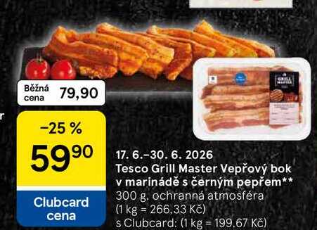 Tesco Grill Master Vepřový bok v marinádě s černým pepřem, 300 g 