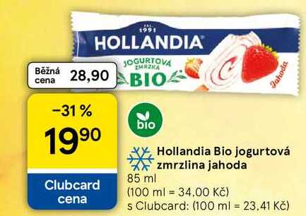 Hollandia Bio jogurtová zmrzlina jahoda, 85 ml 