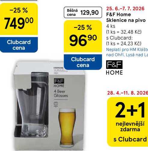 F&F Home Sklenice na pivo, 4 ks 