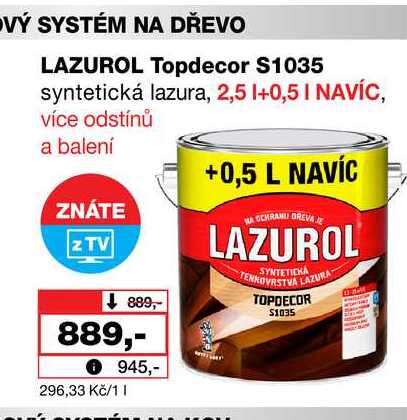 LAZUROL Topdecor $1035 syntetická lazura, 2,5l