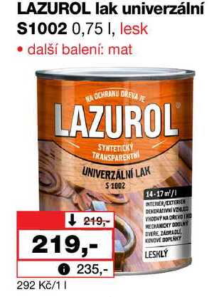 LAZUROL lak univerzální S1002 0,75l