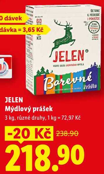 JELEN Mýdlový prášek, 3 kg