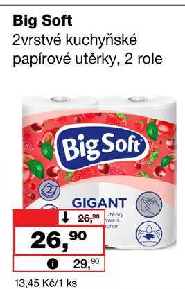Big Soft 2vrstvé kuchyňské papírové utěrky, 2 role