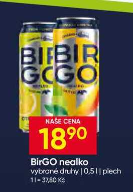BirGO nealko vybrané druhy 0,5l plech