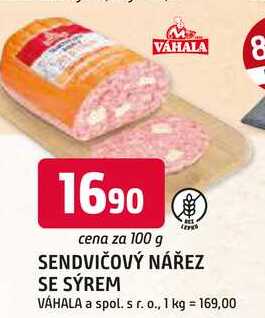 SENDVIČOVÝ NÁŘEZ SE SÝREM 100g