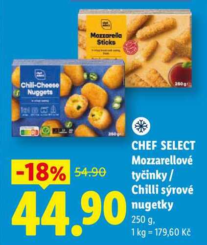 CHEF SELECT Mozzarellové tyčink /Chilli sýrové nugetky, 250 g 
