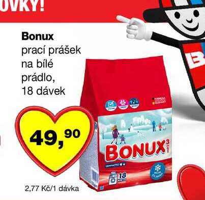 Bonux prací prášek na bílé prádlo, 18 dávek