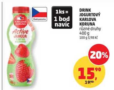 DRINK JOGURTOVÝ KARLOVA KORUNA různé druhy, 400 g  