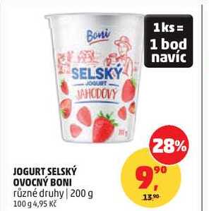JOGURT SELSKÝ OVOCNÝ BONI různé druhy, 200 g 