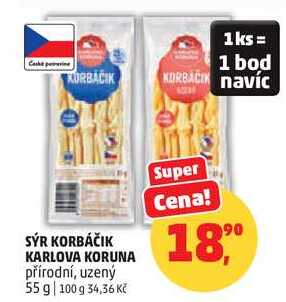 SÝR KORBÁČIK KARLOVA KORUNA přírodní, 55 g