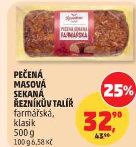 PEČENÁ MASOVÁ SEKANÁ ŘEZNÍKŮV TALÍŘ farmářská, 500 g