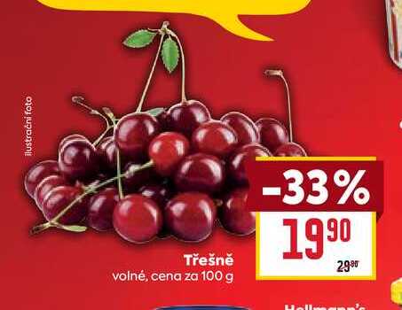 Třešně volné, cena za 100 g  