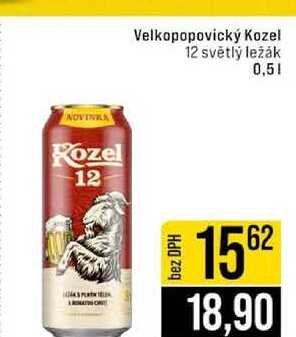 Velkopopovický Kozel 12 světlý ležák 0,5l 