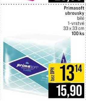 Primasoft ubrousky bilé 1-vrstvé 33 x 33 cm 100 ks