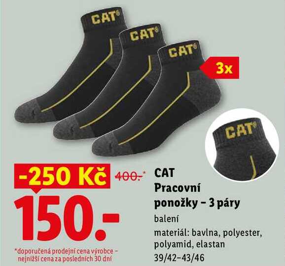 CAT Pracovní ponožky - 3 páry, balení 