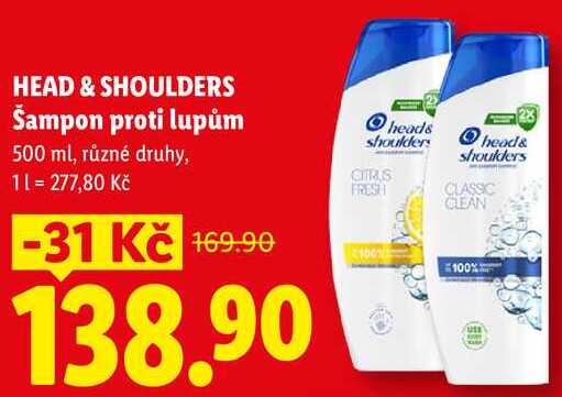 HEAD & SHOULDERS Šampon proti lupům, 500 ml