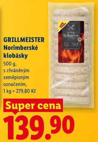 GRILLMEISTER Norimberské klobásky, 500 g