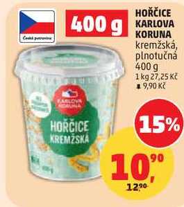 HOŘČICE KARLOVA KORUNA kremžská, plnotučná, 400 g