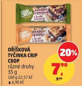 OŘÍŠKOVÁ TYČINKA CRIP CROP různé druhy, 35 g