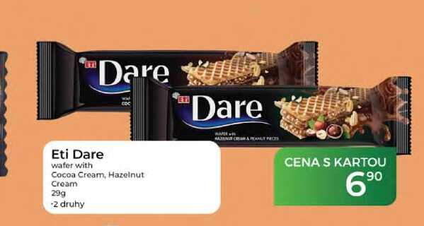 Eti Dare wafer with Cocoa Cream, Hazelnut Cream 29g