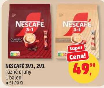 NESCAFÉ 3V1, 2V1 různé druhy, 1 balení