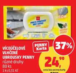 VÍCEÚČELOVÉ VLHČENÉ UBROUSKY PENNY různé druhy, 80 ks