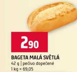 BAGETA MALÁ SVĚTLÁ 42 g pečivo dopečené