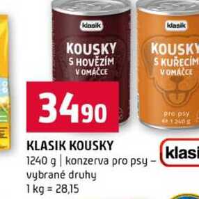 KLASIK KOUSKY 1240 g konzerva pro psy vybrané druhy 