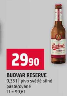 BUDVAR RESERVE 0,33l pivo světlé silné pasterované
