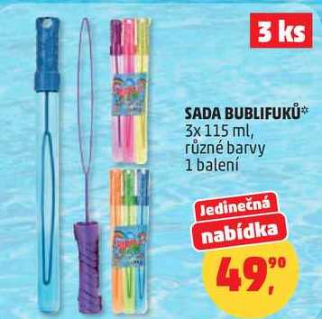 SADA BUBLIFUKŮ, 3x 115 ml, různé barvy, 1 balení