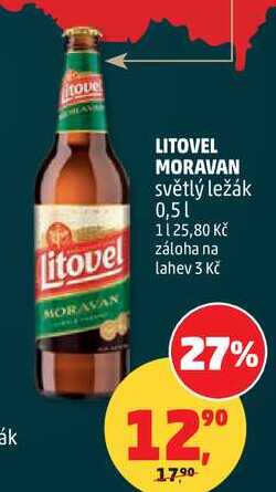 LITOVEL MORAVAN světlý ležák, 0,5 l