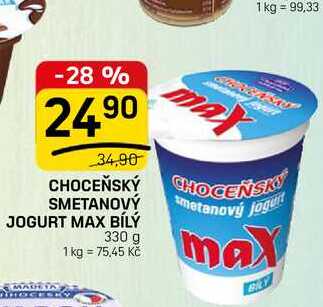 Choceňská Mlékárna Choceňský smetanový jogurt max bílý 330g