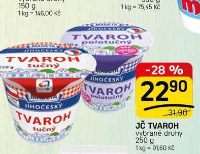 JČ TVAROH vybrané druhy 250 g