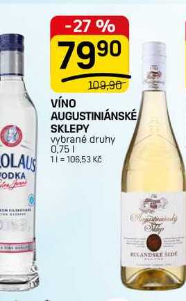 VÍNO AUGUSTINIÁNSKÉ SKLEPY vybrané druhy 0,75l
