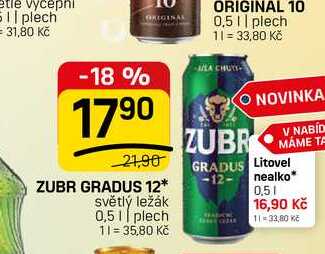 ZUBR GRADUS 12* světlý ležák 0,51 plech
