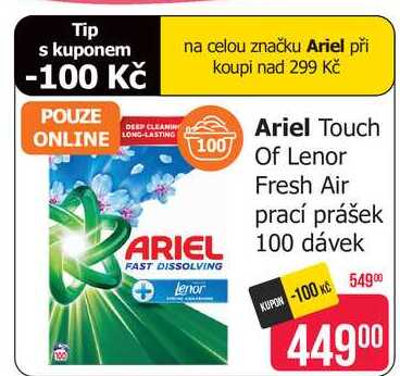Ariel Touch Of Lenor Fresh Air prací prášek 100 dávek