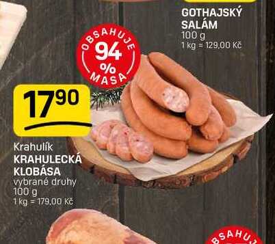 KRAHULECKÁ KLOBÁSA vybrané druhy 100 g