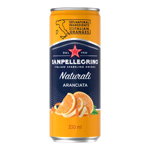 San Pellegrino Aranciata pomeranč, plech