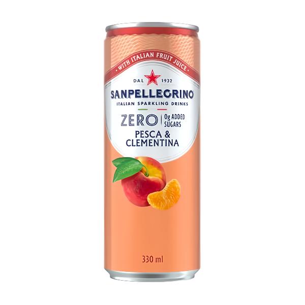 San Pellegrino Zero Peach & Clementine broskev & mandarinka plech