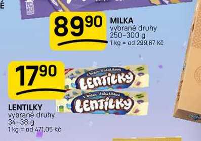 LENTILKY vybrané druhy 34-38 g 